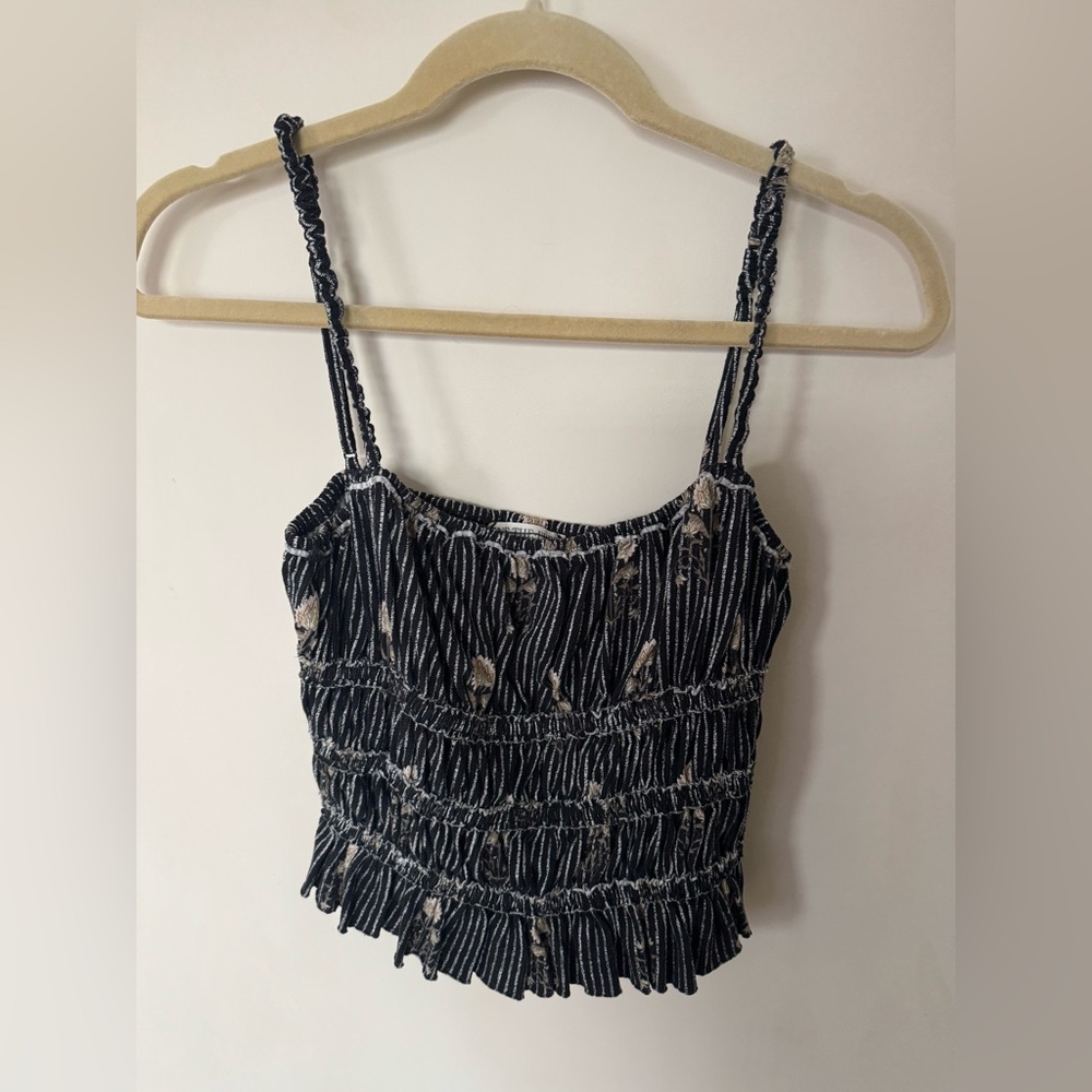 Smocked Black Floral Tank by WE THE FREE